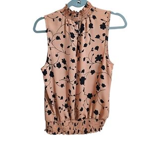 Sienna Sky Floral Sleeveless Blouse - Peach and Black